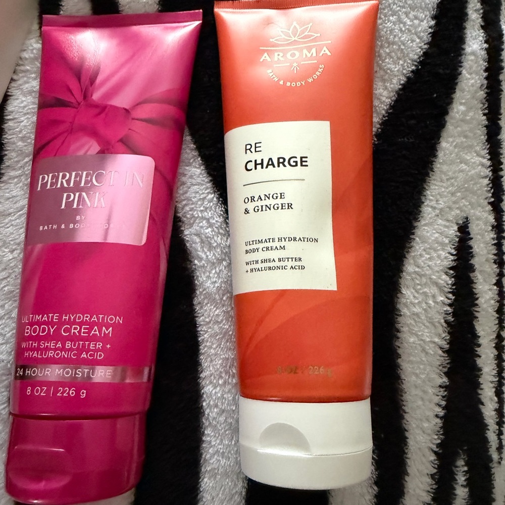 Bath & Body Works body cream.  Re-charge & Perfectly Pink.  New.